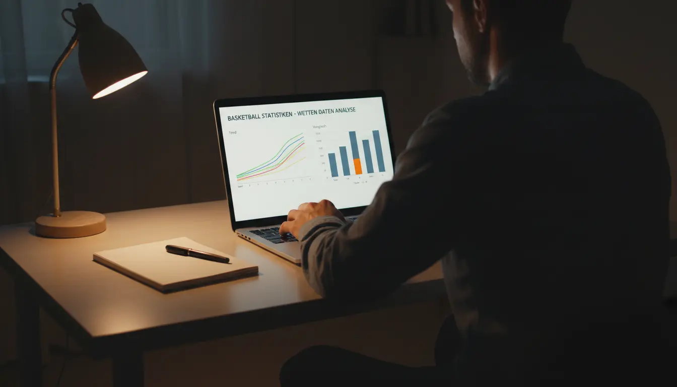 Person analysiert Sportdaten auf einem Laptop-Bildschirm