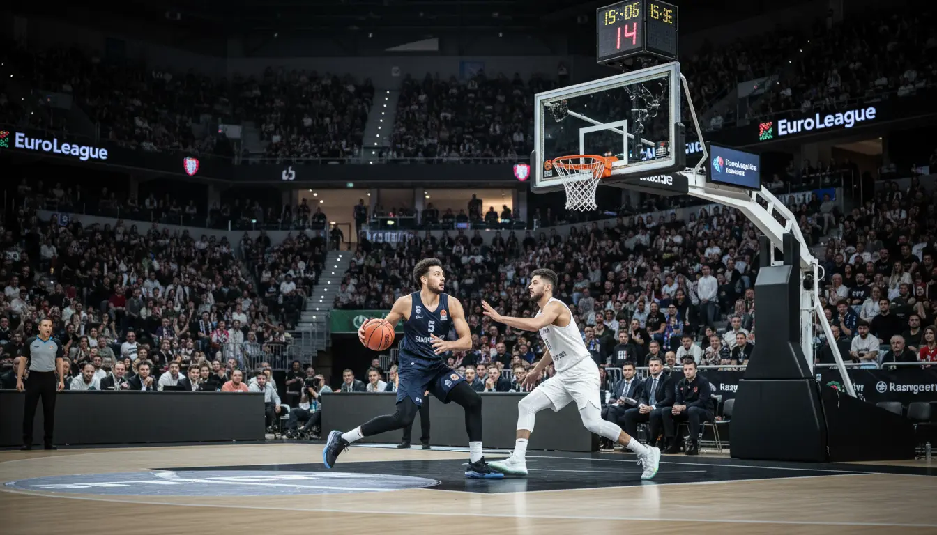 EuroLeague Wetten — Basketballspiel in einer europäischen Arena mit Fans